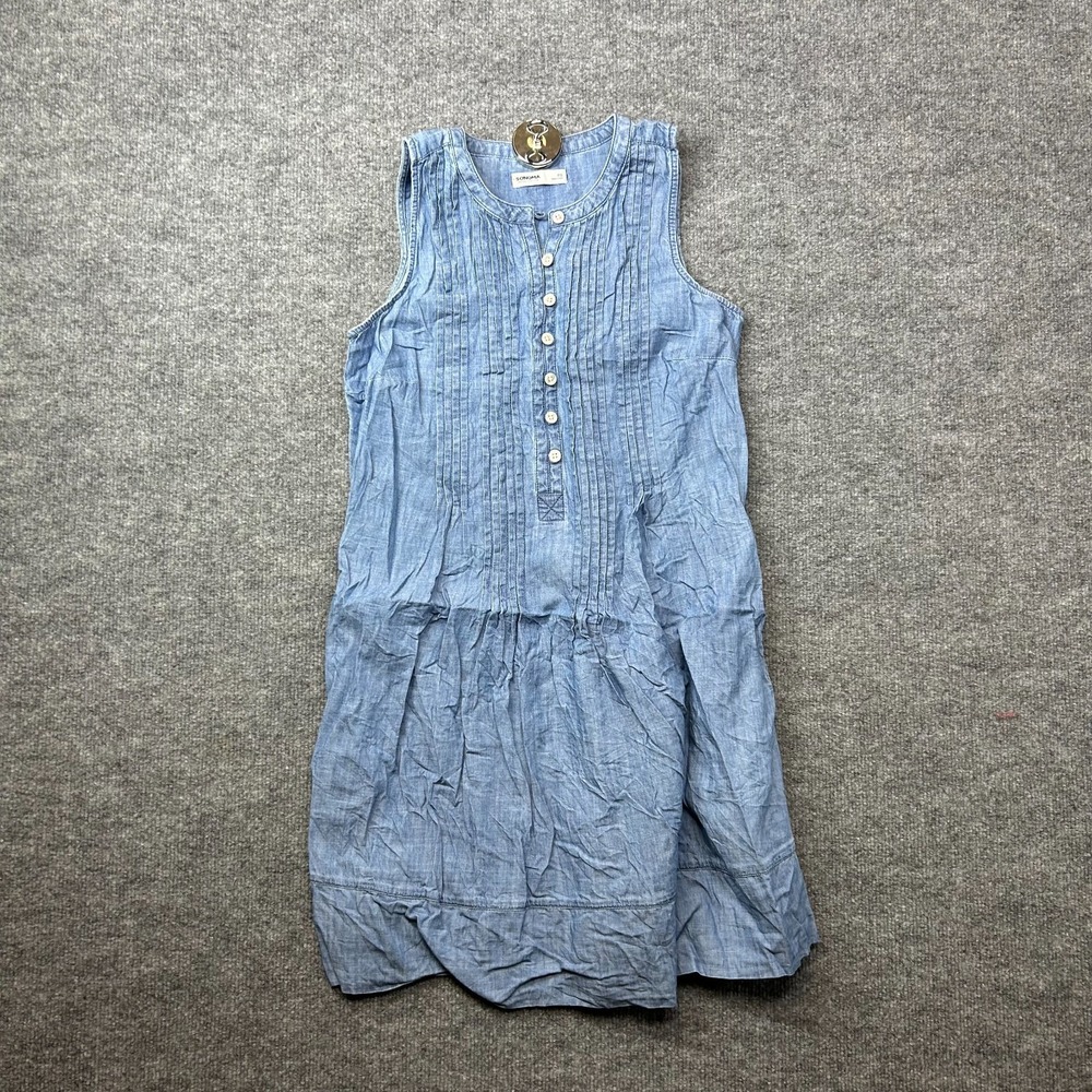 Sonoma Goods for Life Sleeveless Pintuck Dress Womens Dark Chambray Henley - PS